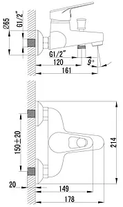 Смеситель для ванны Lemark Luna хром LM4102C Смеситель для ванны Lemark Luna хром LM4102C, 2