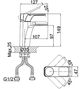 Смеситель для раковины D&K Berlin Freie хром DA1432801 Смеситель для раковины D&K Berlin Freie хром DA1432801, 2