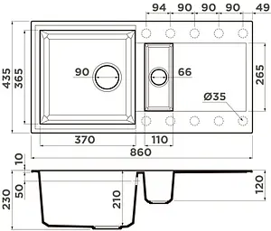 Мойка кухонная Omoikiri Sakaime 86-2-WH белый 4993129, 2