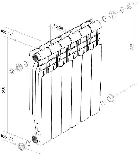 Радиатор биметаллический 4 секции Royal Thermo Vittoria Super 500 RTVS50004