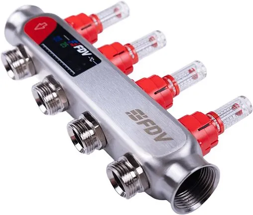 Группа коллекторная с расходомерами 4 отвода 1&quot;в/в x ¾&quot;ек FDV S1101A-¼