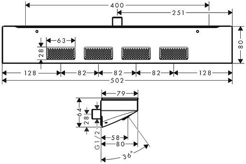 Плечевой душ с полкой Hansgrohe Rainfinity 500 1jet белый матовый/графит 26243700
