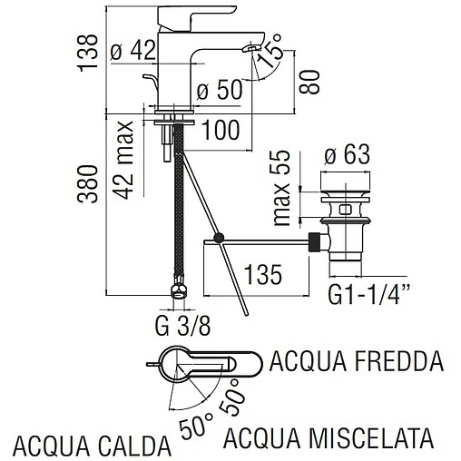 Смеситель для раковины Nobili ABC хром ABE87118/1CR Смеситель для раковины Nobili ABC хром ABE87118/1CR