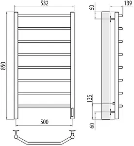 Полотенцесушитель электрический лесенка Terminus Виктория П8 500х850 электро quick touch полированная сталь 4670078531216, 2