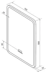 Зеркало с подсветкой Continent Glamour Led 70x90 с музыкальным блоком, с подогревом белый ЗЛП451, 2