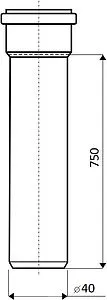 Труба канализационная внутренняя D=40мм L=750мм Ostendorf HTEM 111030, 2