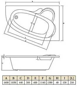 Ванна акриловая C-bath Atlant 160x105 R CBA00103R Ванна акриловая C-bath Atlant 160x105 R CBA00103R, 2