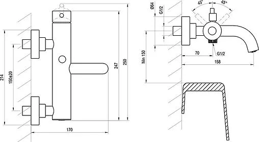 Смеситель для ванны Ravak Espirit хром X070199 Смеситель для ванны Ravak Espirit хром X070199