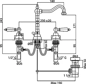 Смеситель для раковины Cezares Diamond бронза DIAMOND-BLS2-02-Sw, 2
