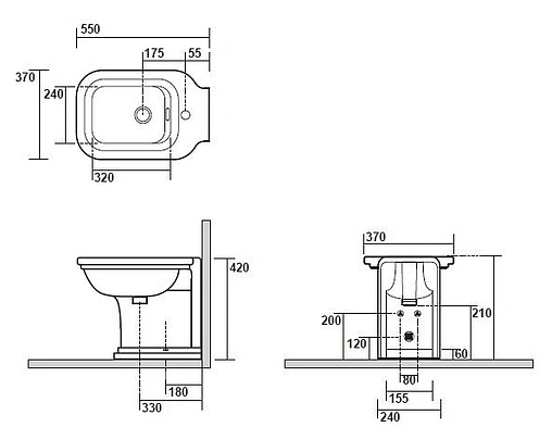Биде напольное Kerasan Waldorf белый 4121K1bi/cr*1