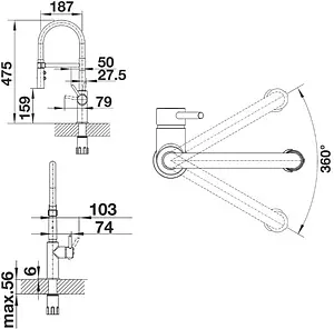 Смеситель для кухни с гибким изливом Blanco Catris-S нержавеющая сталь/чёрный 525792, 2