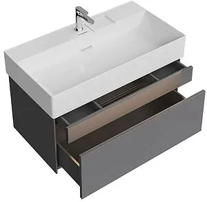 Тумба-умывальник подвесная Kerama Marazzi Logica 90 стальной серый LOG.90.2\ST+LO.wb.90.2+LO.dis.02\CR Тумба-умывальник подвесная Kerama Marazzi Logica 90 стальной серый LOG.90.2\ST+LO.wb.90.2+LO.dis.02\CR, 3