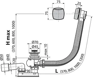Слив-перелив для ванны AlcaPlast хром A55K NEW-100 Слив-перелив для ванны AlcaPlast хром A55K NEW-100, 2