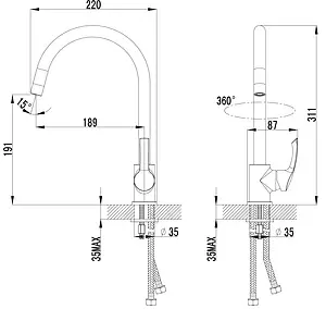 Смеситель для кухни Lemark plus Strike хром LM1105C, 2