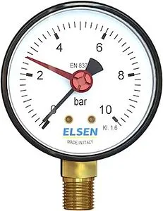 Манометр радиальный Elsen 100мм 10 бар ½&quot; EM100.10, 1
