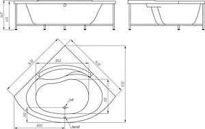 Ванна акриловая BellRado Лагуна 140x140 BR7011018-00, 4