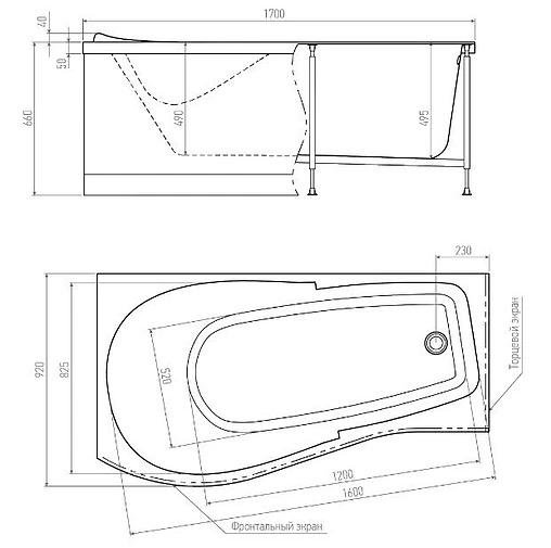 Ванна акриловая Alex Baitler Orta 170x92 L