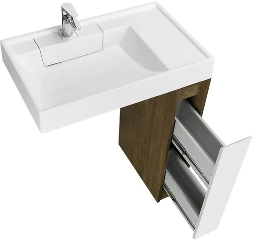 Тумба-умывальник напольная над стиральной машиной Aquaton Лондри 80 дуб кантри/белый 1A2671K2LHDY0+