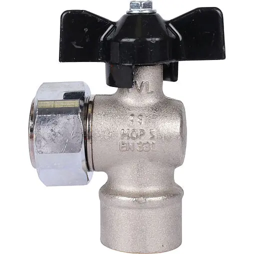 Кран шаровый с накидной гайкой угловой ½"в x ¾"нг Stout SVB-1010-001520