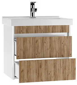 Тумба под умывальник подвесная Домино Uno 60 дуб вотан/белый DU1512T, 4