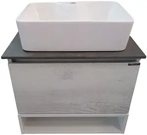 Тумба-умывальник подвесная Comforty Прага 60 дуб белый/антрацит 00-00003478CF Тумба-умывальник подвесная Comforty Прага 60 дуб белый/антрацит 00-00003478CF, 1