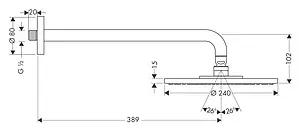 Лейка верхнего душа с настенным креплением Hansgrohe Raindance S 240 1jet хром 27474000 Лейка верхнего душа с настенным креплением Hansgrohe Raindance S 240 1jet хром 27474000, 2
