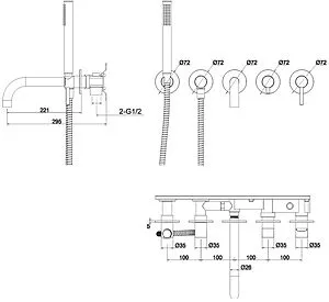 Смеситель для ванны скрытого монтажа WHITECROSS Y chrome хром Y1240CR Смеситель для ванны скрытого монтажа WHITECROSS Y chrome хром Y1240CR, 2