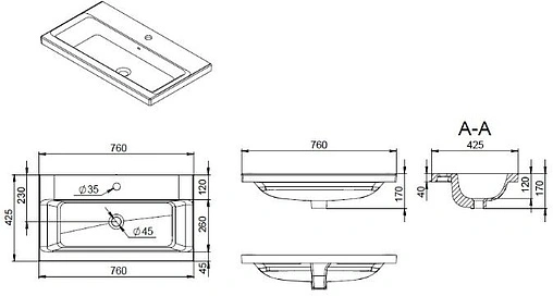 Раковина Am.Pm Gem 76 белый M90WCC0752WG