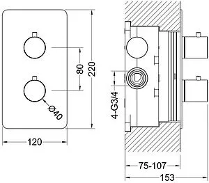 Термостат для 2 потребителей Aquatek Европа чёрный матовый AQ1392MB Термостат для 2 потребителей Aquatek Европа чёрный матовый AQ1392MB, 2