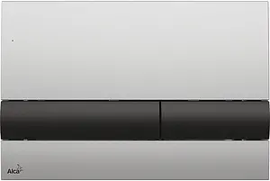 Клавиша смыва для унитаза AlcaPlast M1712-8 кнопки/черный глянцевый, панель/хром глянцевый, 1