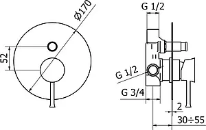 Смеситель для ванны скрытого монтажа Cezares Positano хром POSITANO-VDIM-01, 2