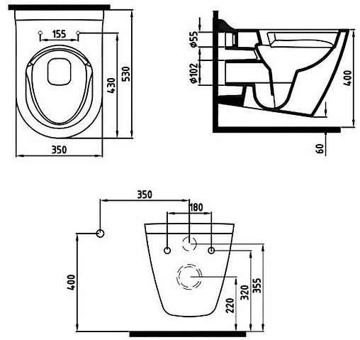 Унитаз подвесной безободковый с функцией биде и встроенным смесителем Bien Mineral белый MNKA052N1VE0W3000