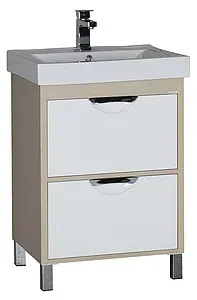 Тумба-умывальник напольная Aquanet Гретта 60 New белый/светлый дуб 00239400+00185551 Тумба-умывальник напольная Aquanet Гретта 60 New белый/светлый дуб 00239400+00185551, 1