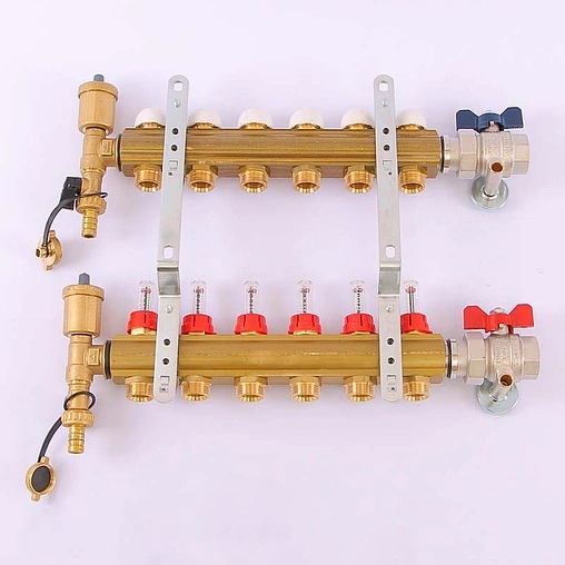 Группа коллекторная с расходомерами 6 отводов 1&quot;в/в x ¾&quot;ек Tiemme 3870002