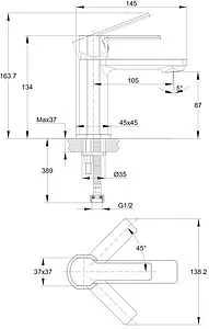 Смеситель для раковины Cersanit Smart хром 63047, 2