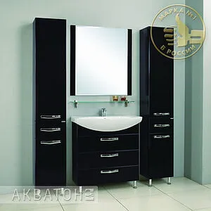 Шкаф-пенал напольный с бельевой корзиной Aquaton Ария Н 35 чёрный 1A124303AA950 Шкаф-пенал напольный с бельевой корзиной Aquaton Ария Н 35 чёрный 1A124303AA950, 4