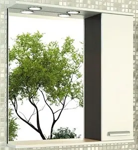 Шкаф-зеркало Comforty Манчестер 75 R белый/венге Шкаф-зеркало Comforty Манчестер 75 R белый/венге, 1