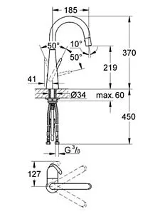 Смеситель для кухни Grohe Zedra хром 32296000, 2