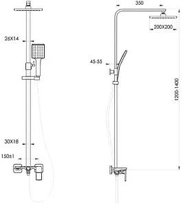 Душевая система со смесителем для ванны IDDIS Bild чёрный матовый BILBL1Fi06, 2