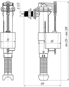 Заливной клапан для бачка ½&quot; пластик боковой Ани Пласт WC5010, 2