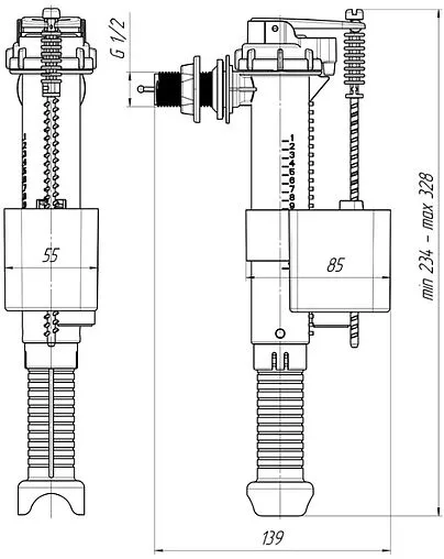 Заливной клапан для бачка ½&quot; пластик боковой Ани Пласт WC5010