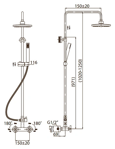Душевая система со смесителем для душа BelBagno Vittoria хром VIT-DOC-CRM