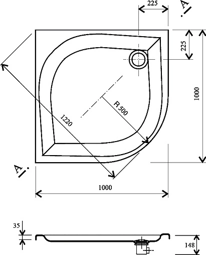 Поддон для душа Ravak Elipso-100 LA A22AA01210