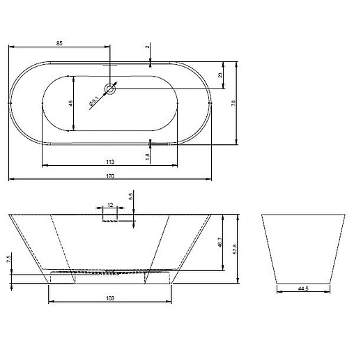 Ванна отдельностоящая из искусственного камня Riho Barcelona 170x70 белый B117001105