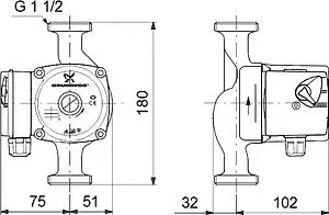 Насос циркуляционный Grundfos UPS 25-60 N 180 96913085, 5