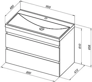 Тумба-умывальник подвесная Aquanet Нота New 90 дуб холден 00334205+00204119 Тумба-умывальник подвесная Aquanet Нота New 90 дуб холден 00334205+00204119, 2