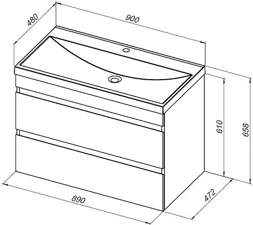 Тумба-умывальник подвесная Aquanet Нота New 90 дуб холден 00334205+00204119
