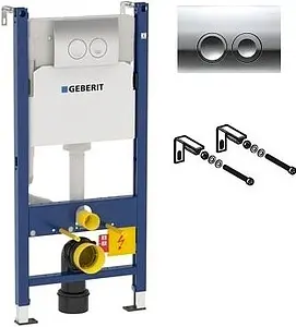 Инсталляция для подвесного унитаза Set 3 в 1 Geberit Duofix 458.124.21.1 с кнопкой Delta 21 хром Инсталляция для подвесного унитаза Set 3 в 1 Geberit Duofix 458.124.21.1 с кнопкой Delta 21 хром, 1