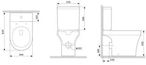 Унитаз-компакт безободковый Damixa Skyline белый DX35C8600SC Унитаз-компакт безободковый Damixa Skyline белый DX35C8600SC, 2