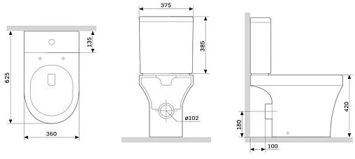 Унитаз-компакт безободковый Damixa Skyline белый DX35C8600SC Унитаз-компакт безободковый Damixa Skyline белый DX35C8600SC